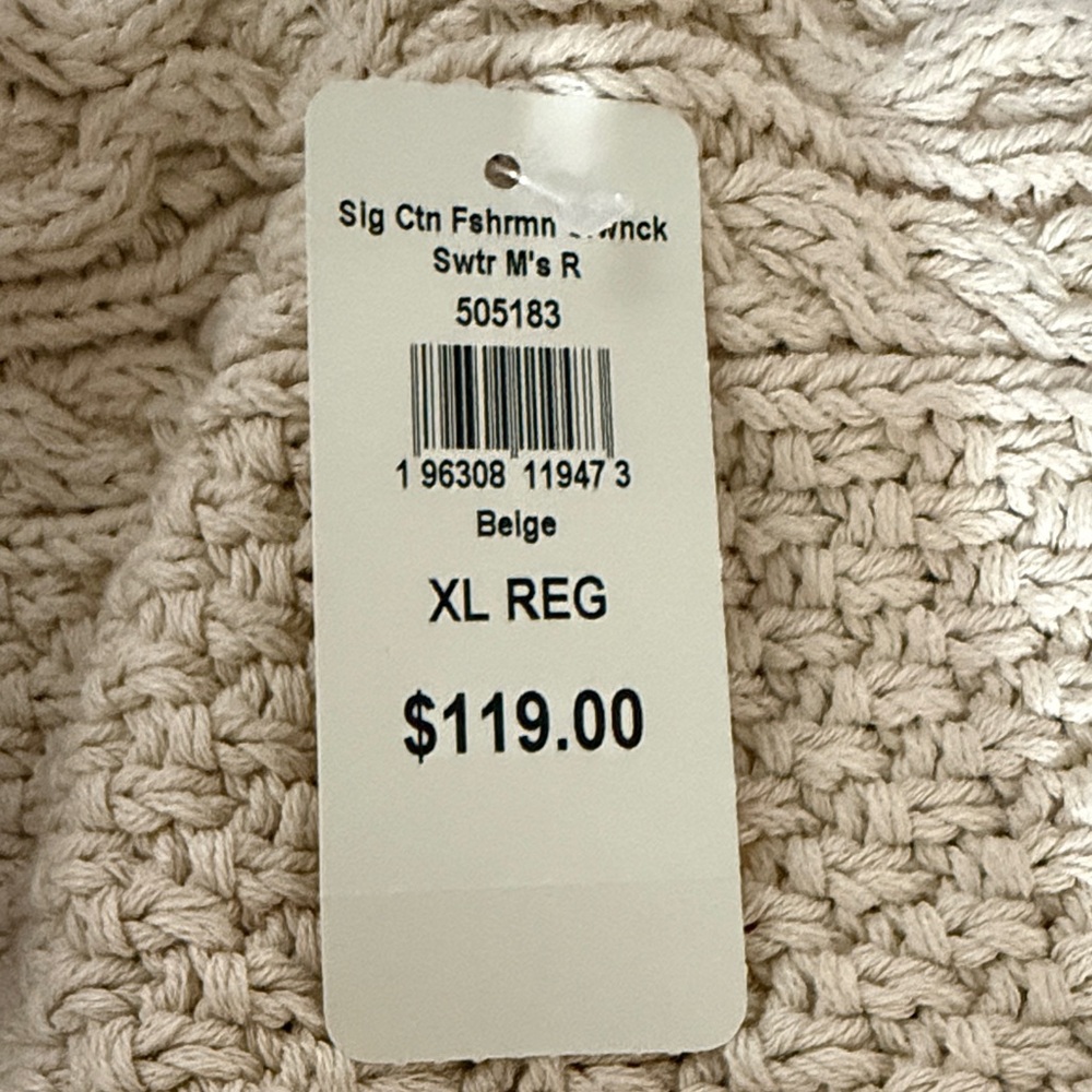 L.L. Bean Cream Cable Knit Crewneck Sweater - Picture 6 of 6